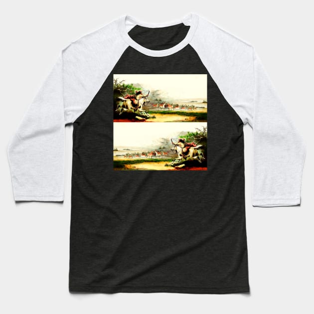 Indian tribe hunting animals Baseball T-Shirt by Marccelus